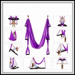 18 Colors 250150cm Air Flying Yoga Hammock Aerial Yoga Hammock Belt Fitness Swing Hammock With 440Lb Load CCA9761 15pcs8310882