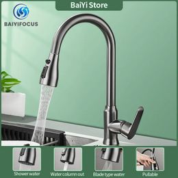 Kitchen Faucets pullout and cold faucet full copper washbasin sink splashproof rotating telescopic 231030