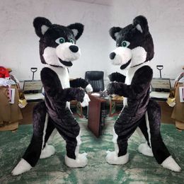 2024 Halloween Black Husky Dog Mascot Costume Cartoon Anime theme character Adult Size Christmas Carnival Birthday Party Fancy Outfit