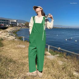 Women's Pants Overalls For Women 2023 Spring Sleeveless Loose Solid Colour Strap Cargo Streetwear Hip Hop Casual Braces Trousers 00B5