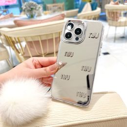 MM Mirror Phone Case Designer IPhone 15 Pro 14 Promax 13 12 Promax 11 Xsmax Xr Fashion Phonecover Hairball Pendant