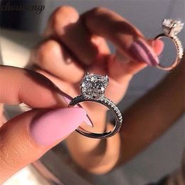 choucong Unique Promise Ring 925 sterling Silver Cushion cut 1ct Diamond Zircon cz Party Wedding Band Rings For Women Jewelry275k