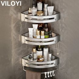 Bathroom Shelves VILOYI Bathroom Shelves Wall Mounted No Drill Space Aluminium Shower Corner Caddy Storage Shelf Multilayer Kitchen Organiser Rack 231031