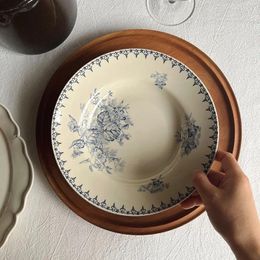 Plates Western Porcelain Retro Ceramic Deep Plate Pasta Dish Dessert Bowl Restaurant Soup Salad Straw Hat Tableware