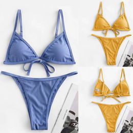 Women's Swimwear Leaves Brazilian Beach Print Bandage Bikini Women Push-Up Set Swimsuit Swimwears Sunflower Bathing Suit