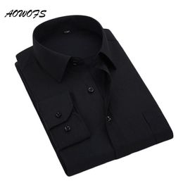 AOWOFS Social Shirt Black Mens Dress Shirts Long Sleeve Office Work Shirts Big Size Mens Clothing 8XL 5XL 7XL 6XL Custom Wedding321x