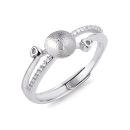 Anello con perla d'acqua dolce Disegni di montaggio per donna Anello in argento sterling 925 con zirconi Accessori grezzi 5 pezzi223u