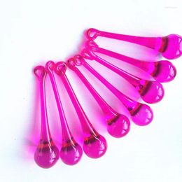 Chandelier Crystal 20pcs/lot 20x80mm Fuchsia Glass Raindrop Prism Pendant Parts Hanging Lighting