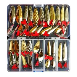 Hot Brilliant Metal Jig Spoon Fishing Lure Set 10/20/25/35pcs Wobblers Kit Pike Spoon Bait Fishing Tackle Pesca Isca Artificial FishingFishing Lures