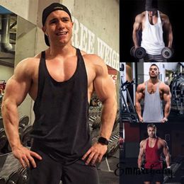 Mens G ym Vest Racerback Bodybuilding Muscle Stringer Plain Tank Top Fitness NEW246r