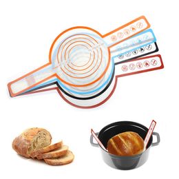 0.4mm Silicone Non-stick Baking Mat for Dutch Oven Bread with Long Handle Reusable Silicone Baking Sheets Heat Resistant Baking Bread Pad for Dough Pastry