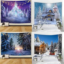 Christmas Decorations Customizable Tapestry Pine Forest Snow Decoration Home Decor Scenery 231030