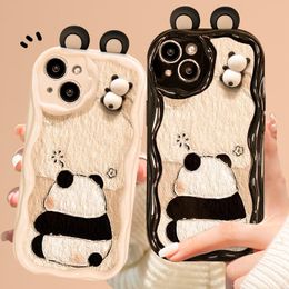 Phone case suitable for 14promax 15 13 3D panda doll 11/12min anti drop xs