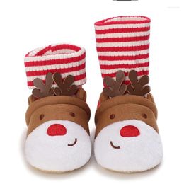 Boots 0-18M Baby Christmas Booties Stripe Print Deer Pattern Soft Anti-Slip Crib Shoes Born Infant Fall Winter Sock