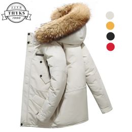Men's Down Parkas Winter Down Jacket Men -30 Degree Large Fur Collar Warm Hooded Puffer Thicken Parkas Luxury Brand Mid-Length Coat Chaquetas Male 231031