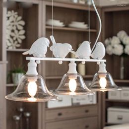Pendant Lamps Simple Creative Chandelier Living Room Restaurant Lighting Led Modern Three-headed Glass Bird