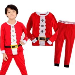 Kids Halloween Christmas Tops + Pant Cosplay Costume Boys Girls Santa Claus Print Pamas Nightwear Home Clothing 2-7 Years