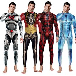 Adult 3D Digital Print Halloween Cosplay for Men Jumpsuit Carnival Party Performance Bodysuit Costume S-XL C40X41