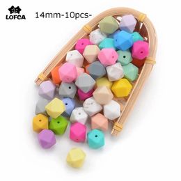 Teethers Toys LOFCA 10pcs 14mm Hexagon Silicone Beads Food Grade Baby Teether Teething Toy BPA Free Necklace Pendant For DIY 231031