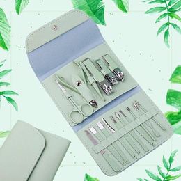 Nail Art Kits 16pcs/set Cutter Set Stainless Steel Clippers With Folding Bag Manicure Scissors Makeup Beauty Tool