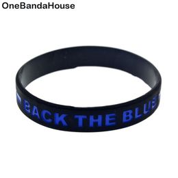 100PCS Back The Blue Line Silicone Rubber Bracelet Thick or thin letters Logo Adult Size for Promotion Gift252n