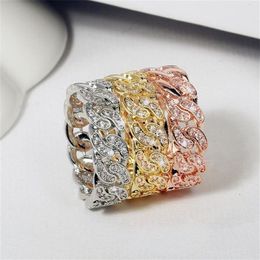 Hip Hop Ins Top Selling Vintage Jewelry 925 Sterling Silver&Rose Gold Cross Rings 5A CZ Crystal Zircon Party Women Wedding Band Ri191t