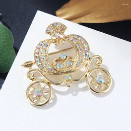 Brooches Pomlee Rhinestone Pumpkin Cart For Women Fairy Tales Party Casual Brooch Pins Gifts