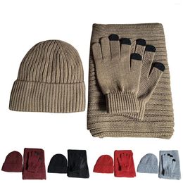 Ball Caps Winter Thickened Warm Hat Scarf Glove Knitted Three Piece Set Gloves