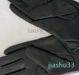 s leather gloves Designer sheepskin fur integrated cycling warm fingertip gloves