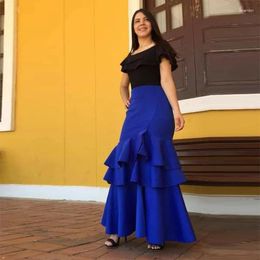 Skirts Elegant Tiered Long Skirt Trumpet Satin Lady Saias Girls Wedding Guest Party Gowns Floor Length Women Formal Wear