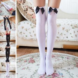 Women Socks Thigh High Sheer Bow Stockings Fashion BLack Red White Sexy Hosiery Nets Stay Up For Sweet Lady Girls