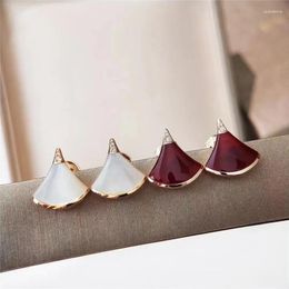 Stud Earrings Classic Rose Gold Natural Stone Mini Dress Femininity Versatile Luxury Fashion Brand Jewelry Gift