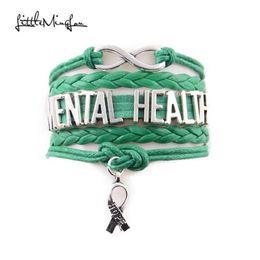 Charm Bracelets Little MingLou Infinity Love Hope Mental Health Bracelet Awareness Men & Bangles For Women Jewelry2858