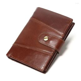 Wallets 2024 Fashion Business Men's Cow Skin Genuine Leather Short Organiser Wallet Boy Card Holder Purse