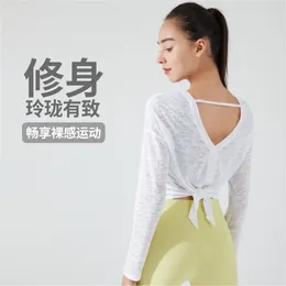 Active Shirts QieLe Back Split Sport Shirt For Women Long Sleeve Loose Thin Quick Dry Workout Yoga Tops