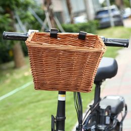 Panniers Bags Children Bike Basket Mountain Wicker Front Handlebar Bicycle Detachable Bikes Decorations Cycling Equipment 231030