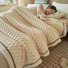 Blankets Winter Warm Plush for Bed Fluffy Soft Bump Mapping Plaid Queen Blanket Sofa Home Decor Cosy Thickened Fur Throw 231030