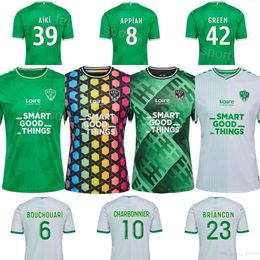 Mens 6 BOUCHOUARI Soccer Jerseys AS Etienne 26 FOMBA BRIANCON CHARBONNIER SISSOKO CHAMBOST BATUBINSIKA PETROT LARSONNEUR APPIAH Football Shirt Kits 2023/24 Club