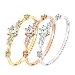 New Fashion Women Ring Finger Jewellery Rose Gold Sliver Gold Colour Rhinestone Crystal Rings 4 5 6 7 8 9 10 11 Size217h