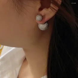 Stud Earrings Luxury Zircon Ball Bubble Gorgeous OL Style Simple Exquisite Super Flash Piercing