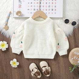 Pullover Baby Sweater Toddler Girls Flower Pattern Knit Pullovers Tops Child Coat Clothes Oneck Long Sleeve Warm Autumn Winter 231030