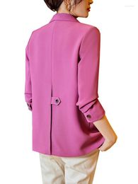 Women's Suits Fashion Women Blazer Jacket Ladies Pink Coffee Black Female Long Sleeve Single Breasted Straight Coat For Autumn Winter