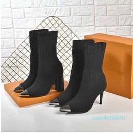 2023 boot designer women shoes lady Letter Thick high heels Large size 35-42