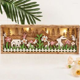 Frames Rectangular Wooden Picture Frame Ornaments Easter Flower Decorative Lamp Colored Craft Home Decoration
