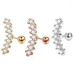 Stud Earrings 1PC Stainless Steel Snug For Women Trend Crystal Cartilage Ear Rings Silver Colour Piercing Jewellery Wholesale