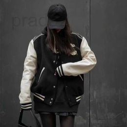 Women's Jackets Designer Autumn Winter New Towel Embroidery Large C Panel Leather Teddy Baseball Jersey Cashmere Panel Leather Jacket Coat Women 1GOS