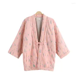 Ethnic Clothing Winter Hanten Jacket Women Japanese Kimono Traditional Cardigan Pyjamas Home Clothes Cotton Coat Tops Ladies