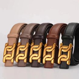 Belts Letter Buckle Women Men Adjustable Cinch Casual Leather Belt Simple Solid Color Trendy Designer Waistband