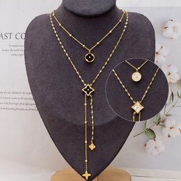 Designer Sweater Necklaces Plated Gold for Twosided 4/four Leaf Clover Pendant Necklace Chai