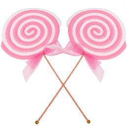 Party Decoration 2 Pcs Lollipop Po Book Vase Flowers Prop Model Simulation Food Plastic Rounded DIY Crafts Candy Embellishment